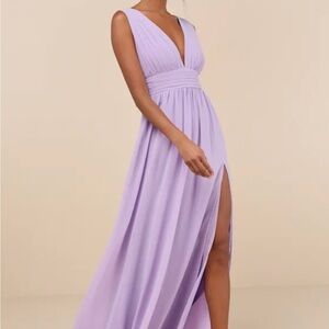 Lulu's Lavender V-Neck Bridesmaid Gown